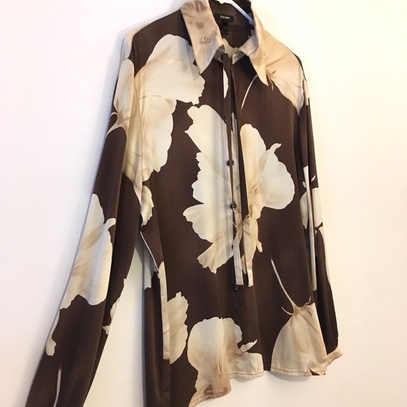 💕Escada 100% Silk Blouse Floral Print/Front Tie - Picture 2 of 8